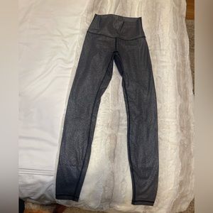 Lululemon Wunder Train High Rise Grey Metallic Leggings